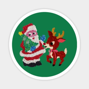 Santa & Rudolph Vintage Melted Plastic Magnet